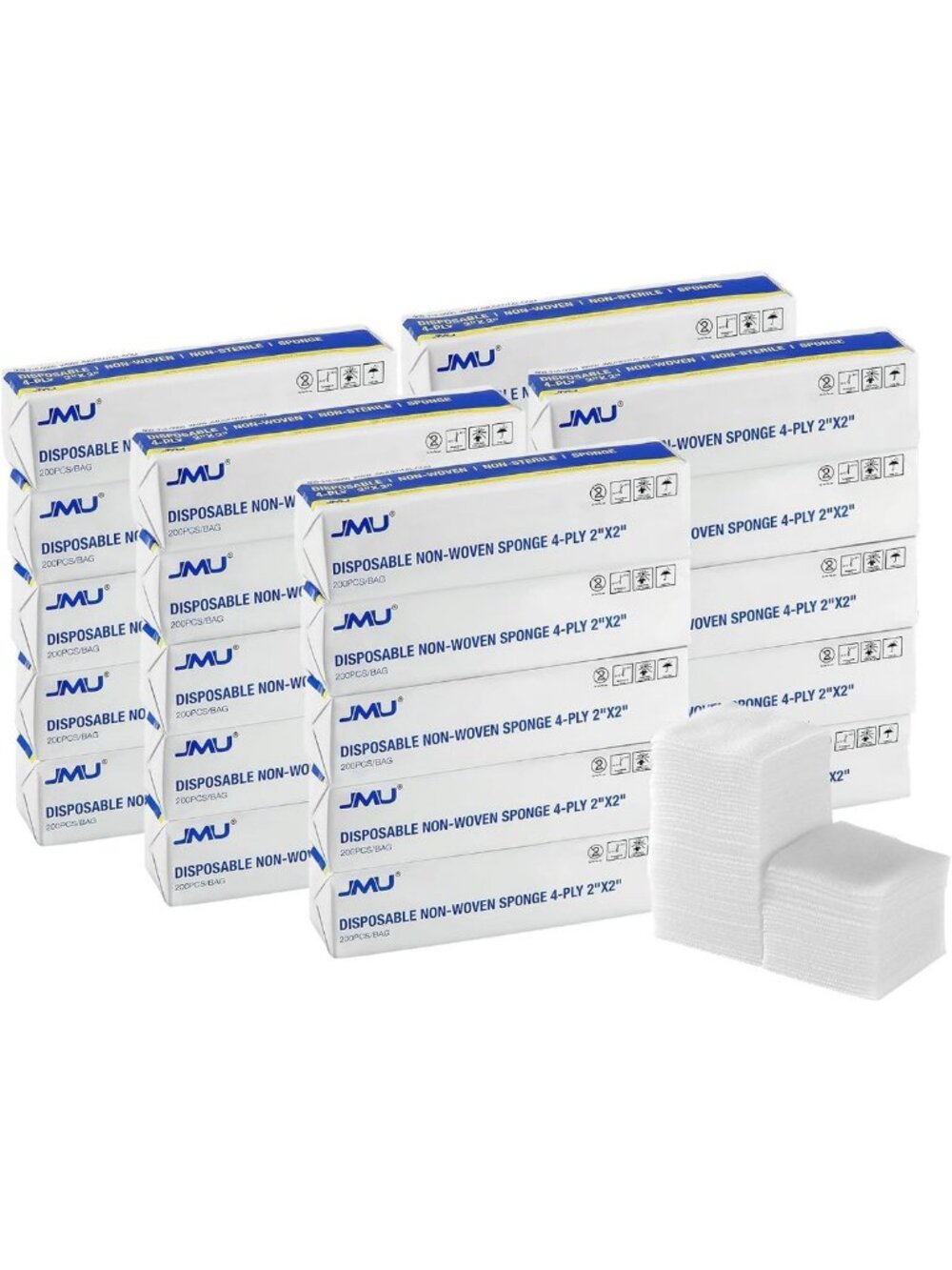 5000 Non-Sterile 2x2 Gauze Pads - 4-Ply Non Woven Sponges for First Aid Care